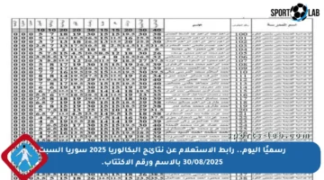 رسميًا اليوم.. رابط الاستعلام عن نتائج البكالوريا 2025 سوريا السبت 30/08/2025 بالاسم ورقم الاكتتاب.
